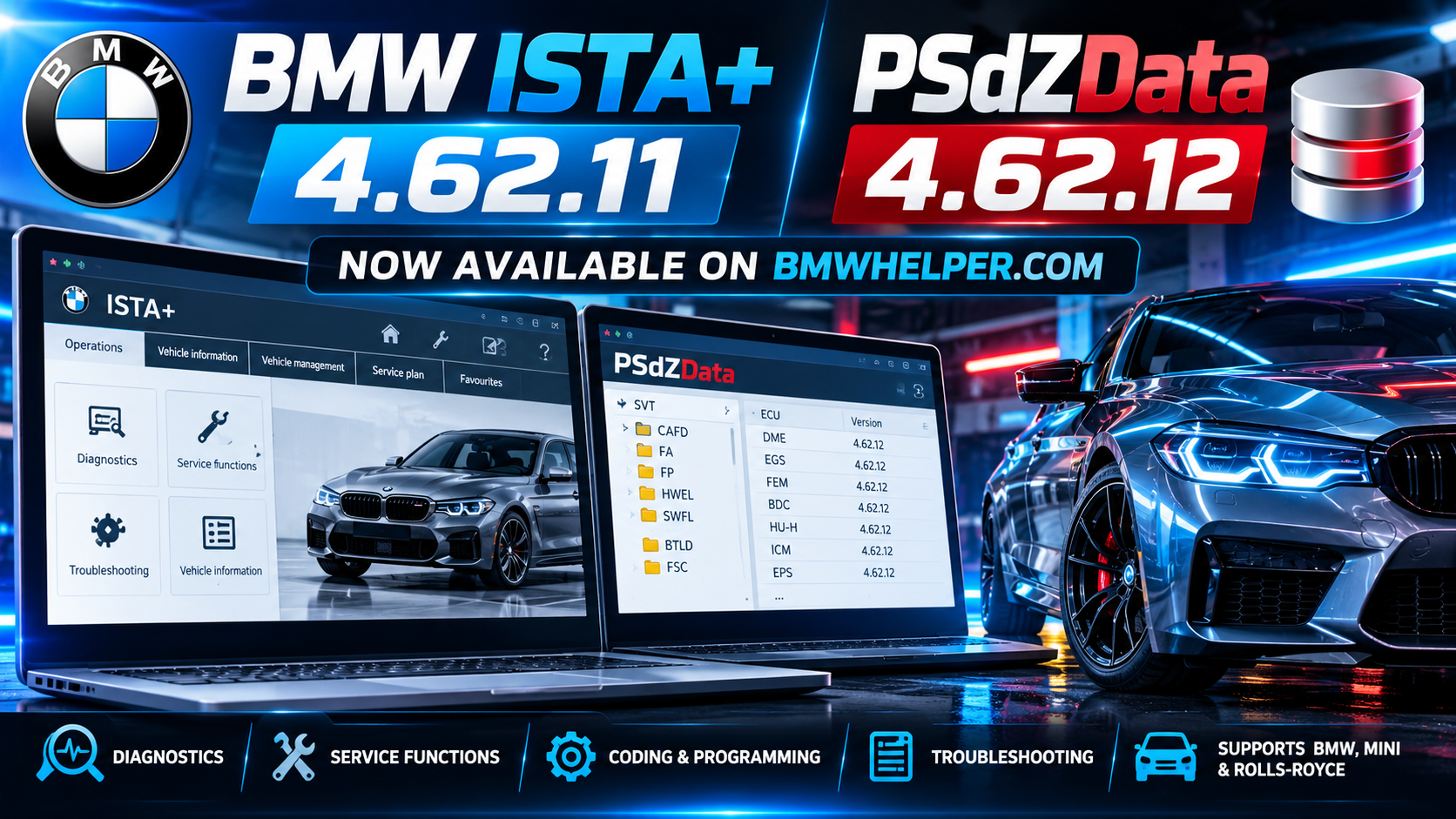 BMW ISTA+ 4.62.11 and PSdZData 4.62.12 Now Available